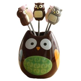 Cartoon Salad Fork Set Stainless Steel Dessert Forks Cute Fruit Forks, Owl