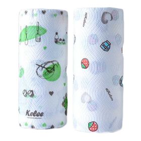 2 Rolls Random Pattern Disposable Kitchen Paper Towels Printed Kitchen Tissue Paper Rolls