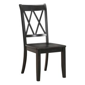 Casual Black Finish Side Chairs Set of 2 Pine Veneer Transitional Double-X Back Design Dining Room Furniture