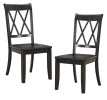 Casual Black Finish Side Chairs Set of 2 Pine Veneer Transitional Double-X Back Design Dining Room Furniture