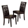 Set of 2pc Chairs Breakfast Dining Dark Brown PU / Faux Leather Tufted Upholstered Chair