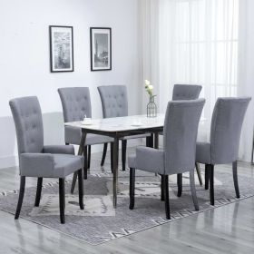 Dining Chairs with Armrests 6 pcs Light Gray Fabric