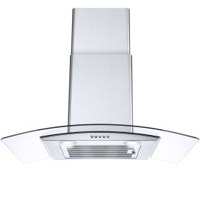 Range Hood 30 Inch Convertible Wall Mount Range Hood with Tempered Glass 3 Speed