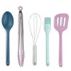 Thyme & Table Silicone Utensils, 5-Piece Set, Tongs, Basting Brush, Spatula, Turner, Spoon