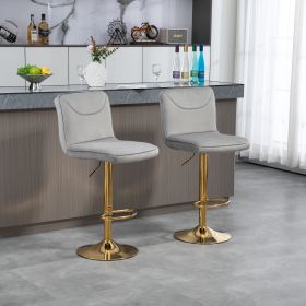 COOLMORE Bar Stools with Back and Footrest Counter Height Dining Chairs 2PC/SET,360° Velvet Swivel Bar Stools Set of 2