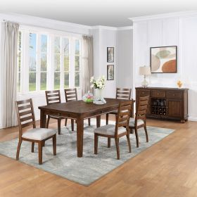 Contemporary Style 7pc Dining Set Table w 6 Drawers 6x Side Chairs Ladder Back Walnut Finish Kitchen Dining Room