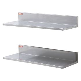 VEVOR 8.6" x 24" Stainless Steel Shelf, Wall Mounted Floating Shelving with Backsplash, 44 lbs Load Capacity Commercial Shelves