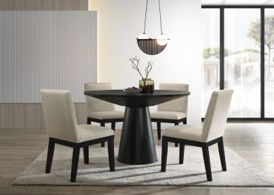 Jasper Ebony Black 5 Piece 47" Wide Contemporary Round Dining Table Set with Black Finish Chairs