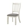 Antique White Finish Dining Side Chairs Set of 2pc Fabric Upholstered Casual Style Dining Room Furniture