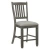 Antique Gray Finish Counter Height Chairs 2pc Set Dining Room Furniture Upholstered Seat Wooden Chairs Classic Style