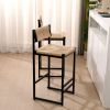 Honey Bar Stools Set of 2 Paper Rope Weave Dining Chairs with Back Hand Weave Stools for Kichen Island, Bar & Counter (Honey)