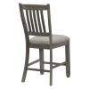 Antique Gray Finish Counter Height Chairs 2pc Set Dining Room Furniture Upholstered Seat Wooden Chairs Classic Style