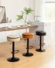 Round Storage Bar Stool Set of 2, Brown Faux Leather Height Adjustable Barstool, 360°Counter Height Swivel Stool