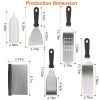 7Pcs Griddle Accessories Kit Stainless Steel BBQ Grilling Utensil Tools Outdoor Barbecue Griddle Spatulas Set