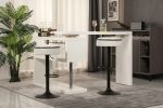 Round Storage Bar Stool Set of 2, Off White Linen Height Adjustable Barstool, 360°Counter Height Swivel Stool