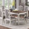 Transitional Style 7pc Dining Set Dining Table w Oak Top 6xSide Chairs Cushion Seat Antique White Kitchen Dining Room