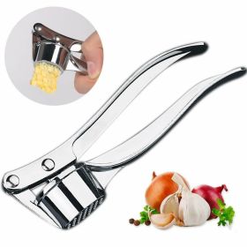 Garlic Press Crusher Mincer Chopper Peeler Squeeze Cutter Stainless Steel Ginger (Option: Default)