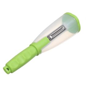 Multifunctional Peeling Knife With Tube Peeler Vegetable Fruit Peeling Supplies Household Supplies Kitchen Gadget (Color: Green)