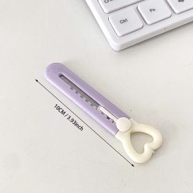 1pc Cute Mini Love Heart Utility Knife, Paper Cutter, Art Knife, Box Cutter, School, Office Supply, Cutting Tool, Student Stationery, Gift (Color: Purple)