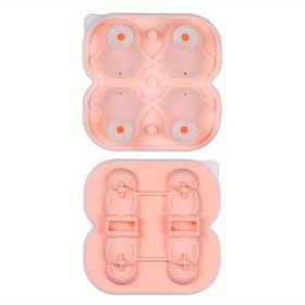 1pc Penguin Model Ice Maker Mold Whiskey Frozen Penguin Ice Cubes Spherical Ice Grid Ice Mold Food Grade Ice Box (Color: 4 Even Penguin Ice Tray - Pink)