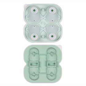 1pc Penguin Model Ice Maker Mold Whiskey Frozen Penguin Ice Cubes Spherical Ice Grid Ice Mold Food Grade Ice Box (Color: 4 Even Penguin Ice Trays - Green)