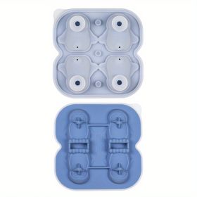 1pc Penguin Model Ice Maker Mold Whiskey Frozen Penguin Ice Cubes Spherical Ice Grid Ice Mold Food Grade Ice Box (Color: 4 Even Penguin Ice Trays - Blue)