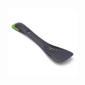 Multi-Function 5 in 1 Leaking Shovel Heat-Resistant Silicone Shovel Leaking Cooking Spoon Spatula Serrated Edge Kitchen Cooking Utensils (Color: Green)