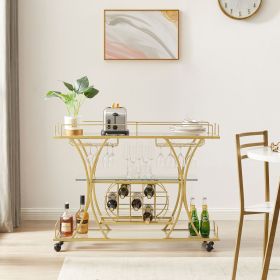 Kitchen Room Cart 3-Drawer Removable Storage Rack Trolley Cart with Rolling Wheels (Color: Gold)