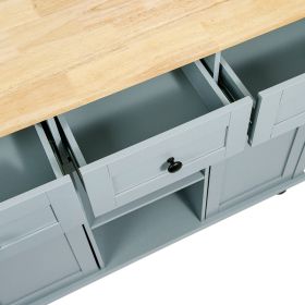 Kitchen Cart with Rubber wood Drop-Leaf Countertop ,Cabinet door internal storage racks (Color: as Pic)