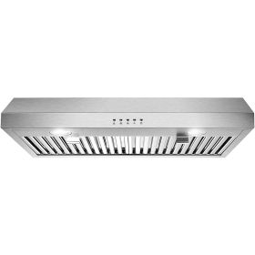 30 inch Kitchen Under Cabinet Range Hood 3-Speed 600CFM Vent w/LEDs Silver/Black (Color: sliver)