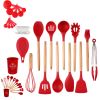 33pcs Set Wooden Handle Silicone Kitchen Utensils 33 Pieces Set Silicone Spoon Shovel Kitchen Gadgets Set Silicone Kitchen Utensils